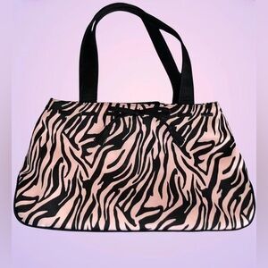 Y2K Liz Claiborne Baby Pink Black Zebra Shoulder Bag Mcbling Scene Coquette Glam